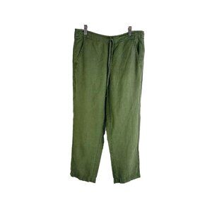 J. Crew Tie Waist Seaside Pants in Linen Green AN013